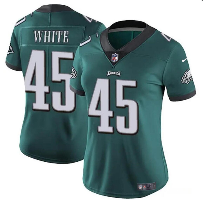 Women's Philadelphia Eagles #45 Devin White Green Vapor Untouchable Limited Stitched Football Jersey(Run Small)